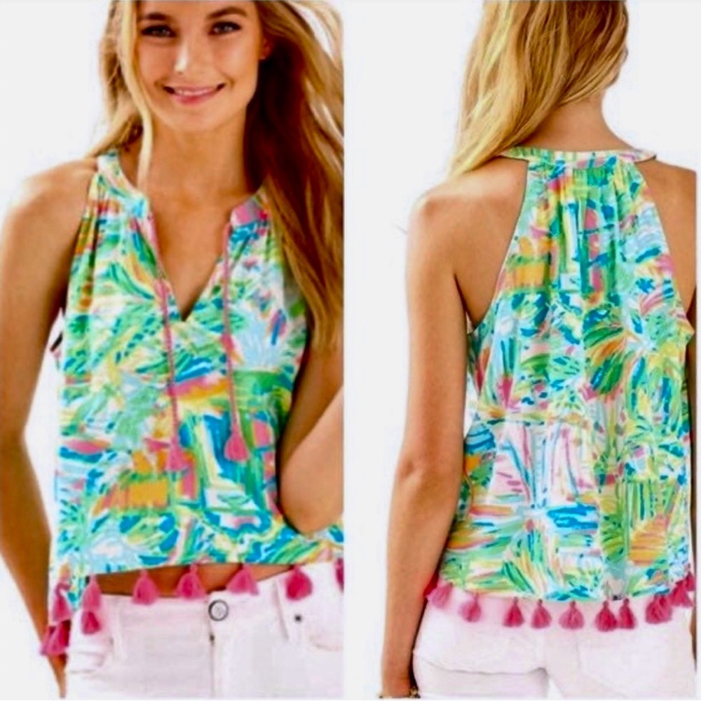Lilly Pulitzer Roxi Top NWT Size Small Sea Salt and Sun